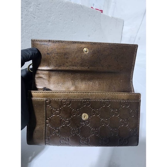 Authentic Gucci GG Signature Leather Wallet Brown - Picture 13 of 14